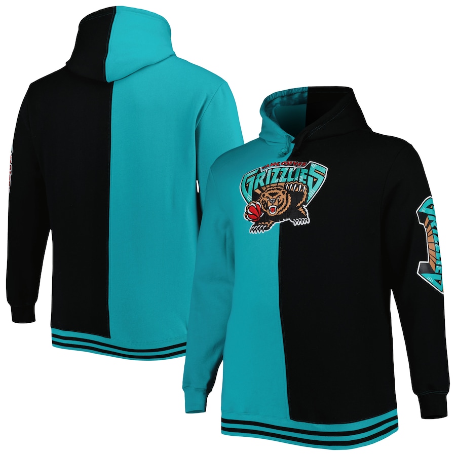 Men's Memphis Grizzlies Mitchell & Ness Teal/Black Big & Tall Hardwood Classics Split Pullover Hoodie Men's Memphis Grizzlies Mitchell & Ness Teal/Black Big & Tall Hardwood Classics Split Pullover Hoodie