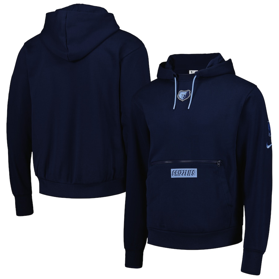 Men's Memphis Grizzlies NBA Navy Courtside Heavyweight Pullover Hoodie Men's Memphis Grizzlies NBA Navy Courtside Heavyweight Pullover Hoodie