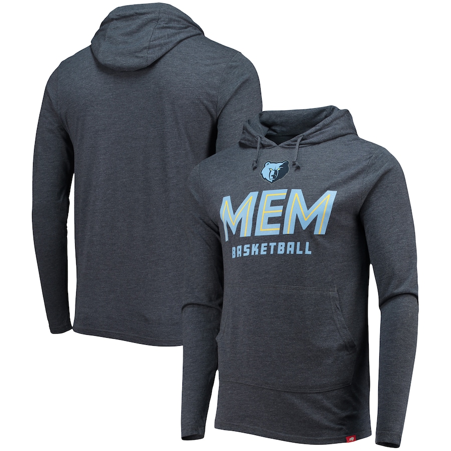 Men's Memphis Grizzlies Sportiqe Heathered Navy Practice Shoot Around Rowan Tri-Blend Pullover Hoodie
