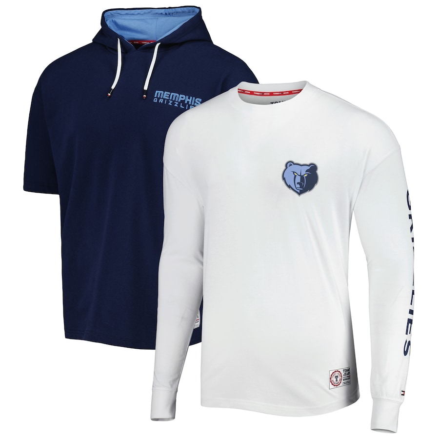 Men's Memphis Grizzlies Tommy Jeans Navy/White Matthew 2-In-1 T-Shirt & Hoodie Combo Set Men's Memphis Grizzlies Tommy Jeans Navy/White Matthew 2-In-1 T-Shirt & Hoodie Combo Set