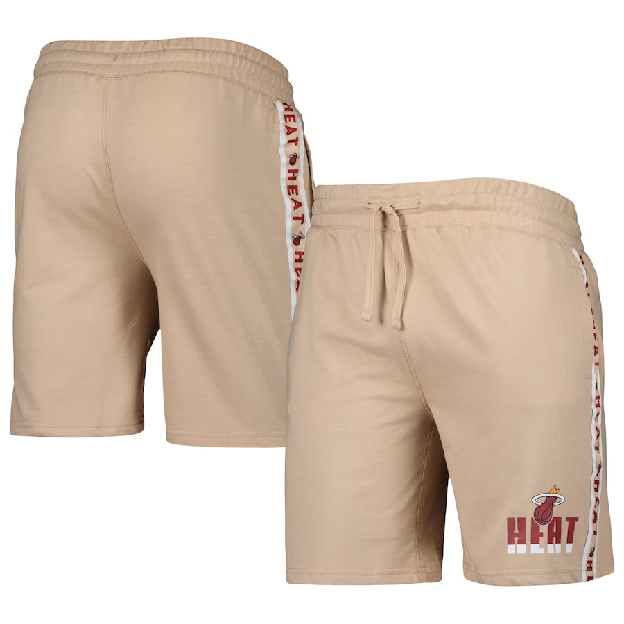 Men's Miami Heat Concepts Sport Tan Team Stripe Shorts Men's Miami Heat Concepts Sport Tan Team Stripe Shorts