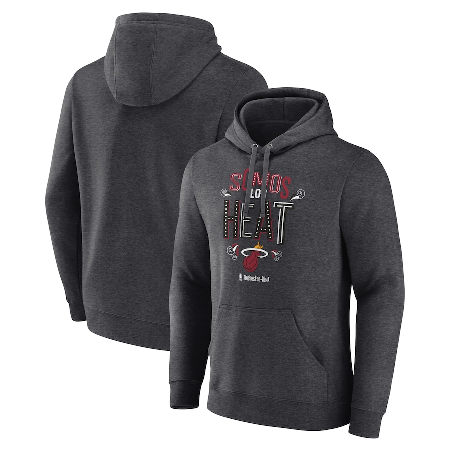 Men's Miami Heat Charcoal Noches Ene-Be-A Pullover Hoodie