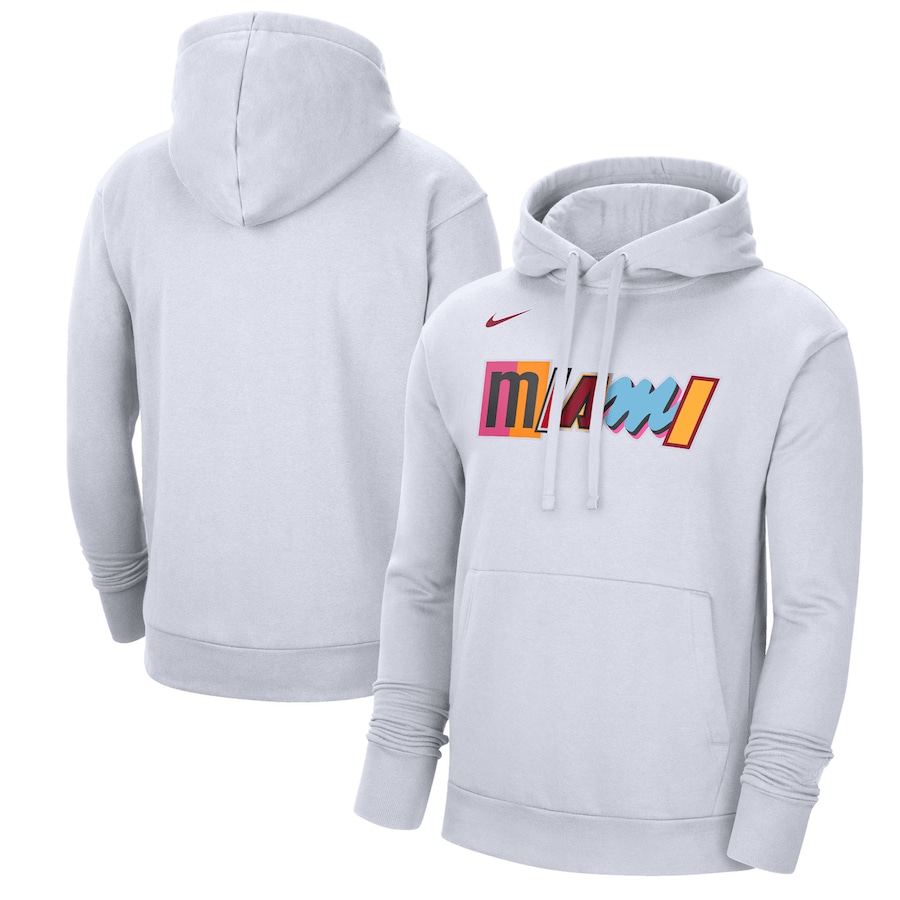 Men's Miami Heat NBA White 2022/23 City Edition Essential Pullover Hoodie Men's Miami Heat NBA White 2022/23 City Edition Essential Pullover Hoodie