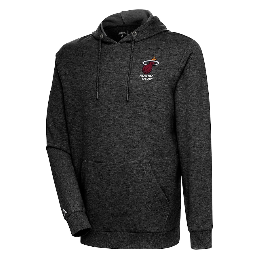 Men's Miami Heat Antigua Heather Black Action Pullover Hoodie
