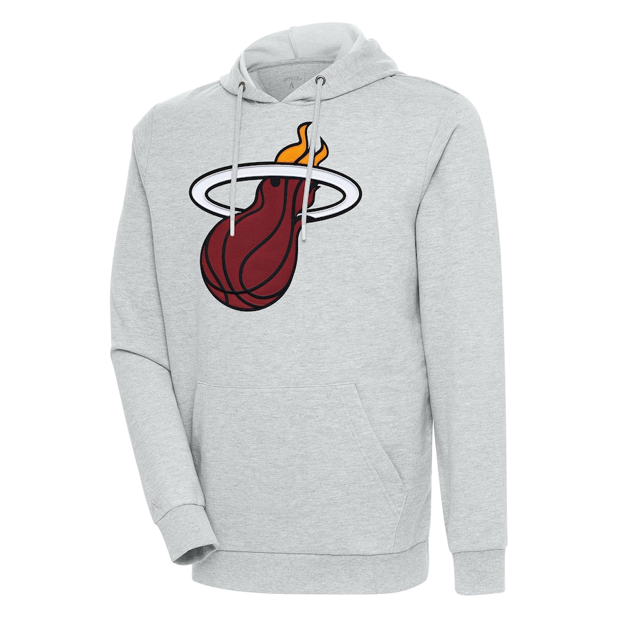 Men's Miami Heat Antigua Heather Gray Action Pullover Hoodie Men's Miami Heat Antigua Heather Gray Action Pullover Hoodie