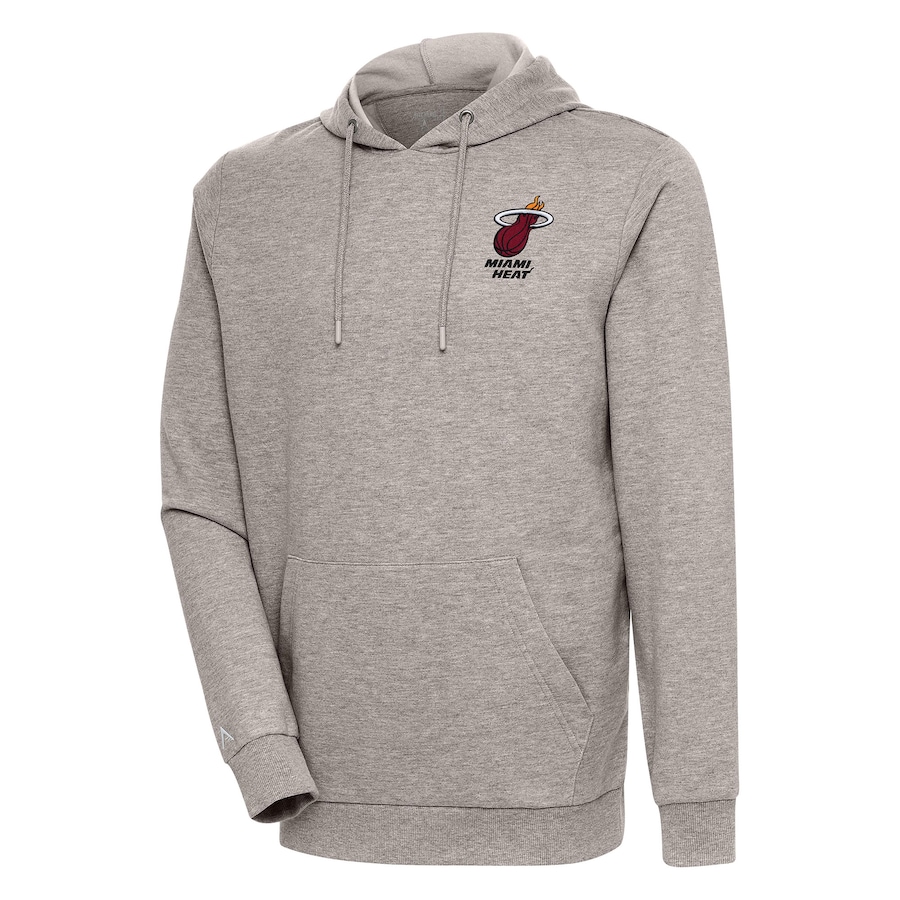Men's Miami Heat Antigua Oatmeal Action Pullover Hoodie