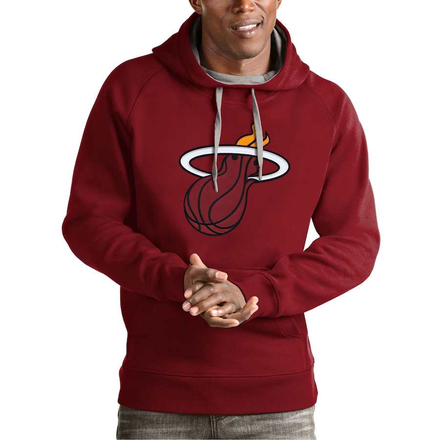Men's Miami Heat Antigua Red Team Logo Victory Pullover Hoodie Men's Miami Heat Antigua Red Team Logo Victory Pullover Hoodie