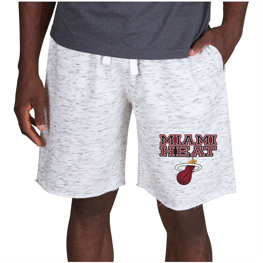 Men's Miami Heat Concepts Sport White/Charcoal Alley Fleece Shorts Men's Miami Heat Concepts Sport White/Charcoal Alley Fleece Shorts