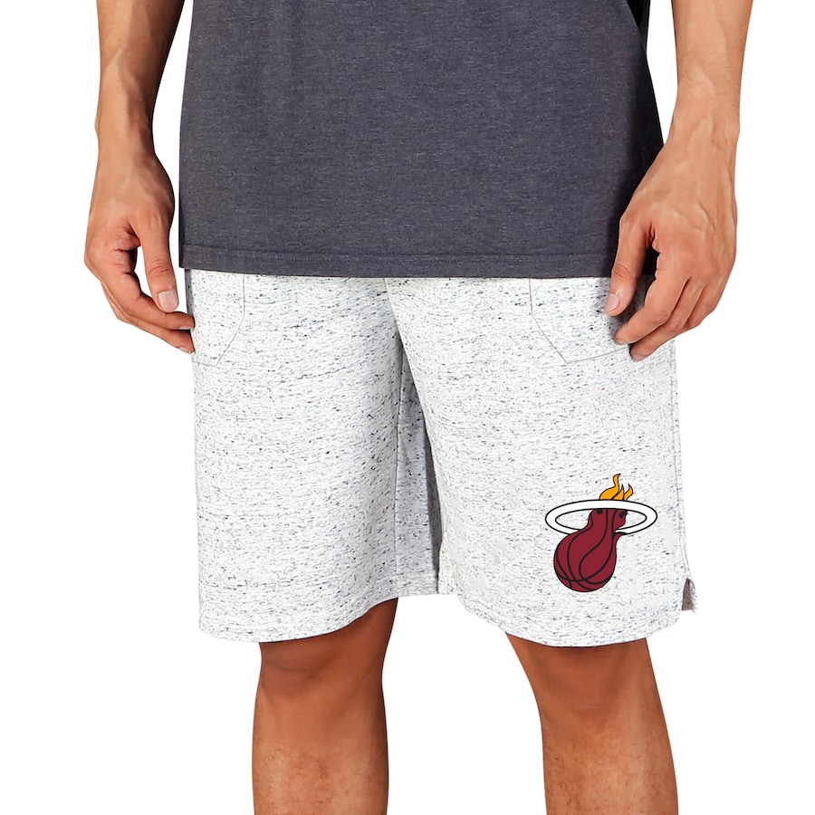 Men's Miami Heat Concepts Sport White/Charcoal Throttle Knit Jam Shorts Men's Miami Heat Concepts Sport White/Charcoal Throttle Knit Jam Shorts