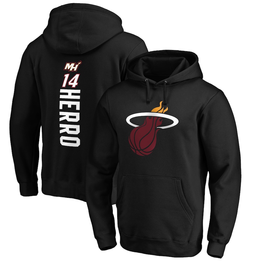 Men's Miami Heat Black Playmaker Name & Number Pullover Hoodie Men's Miami Heat Black Playmaker Name & Number Pullover Hoodie