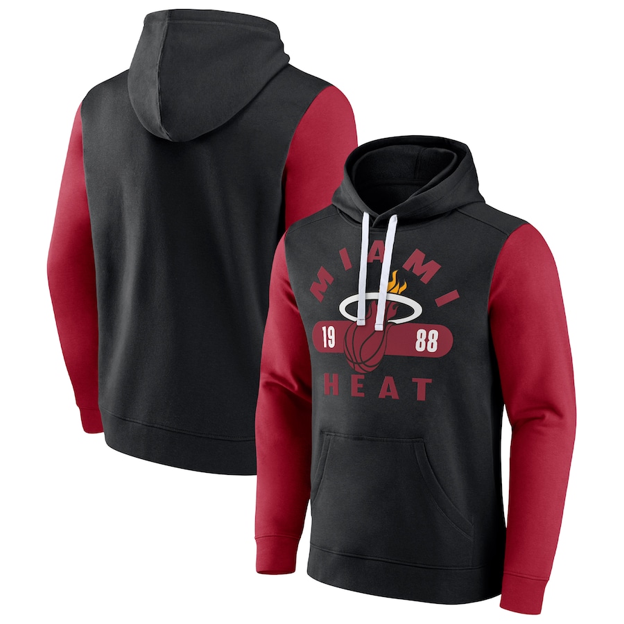Men's Miami Heat Black/Red Attack Colorblock Pullover Hoodie Men's Miami Heat Black/Red Attack Colorblock Pullover Hoodie