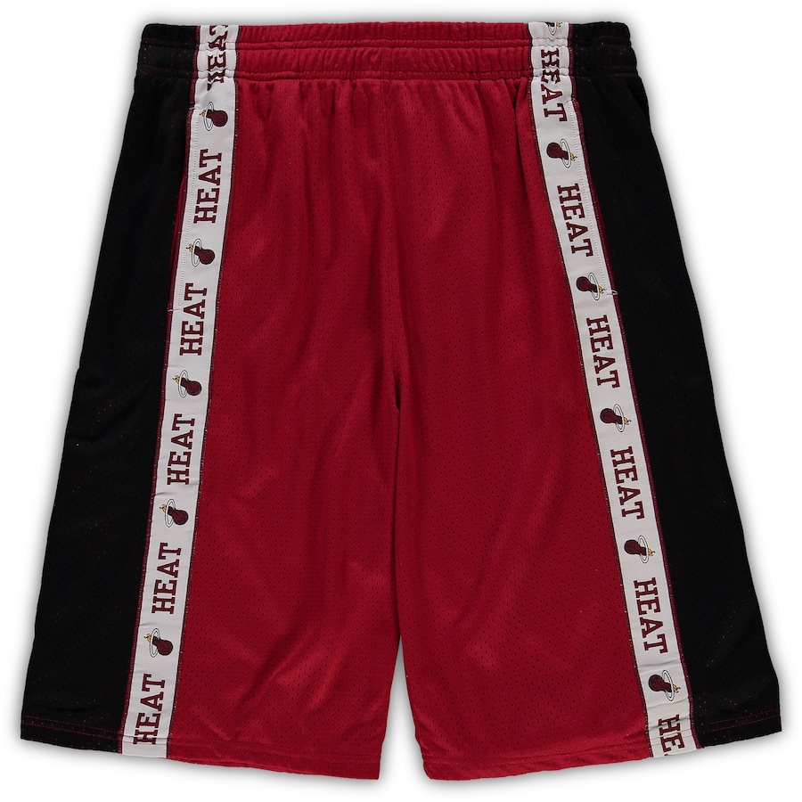 Men's Miami Heat Red/Black Big & Tall Tape Mesh Shorts