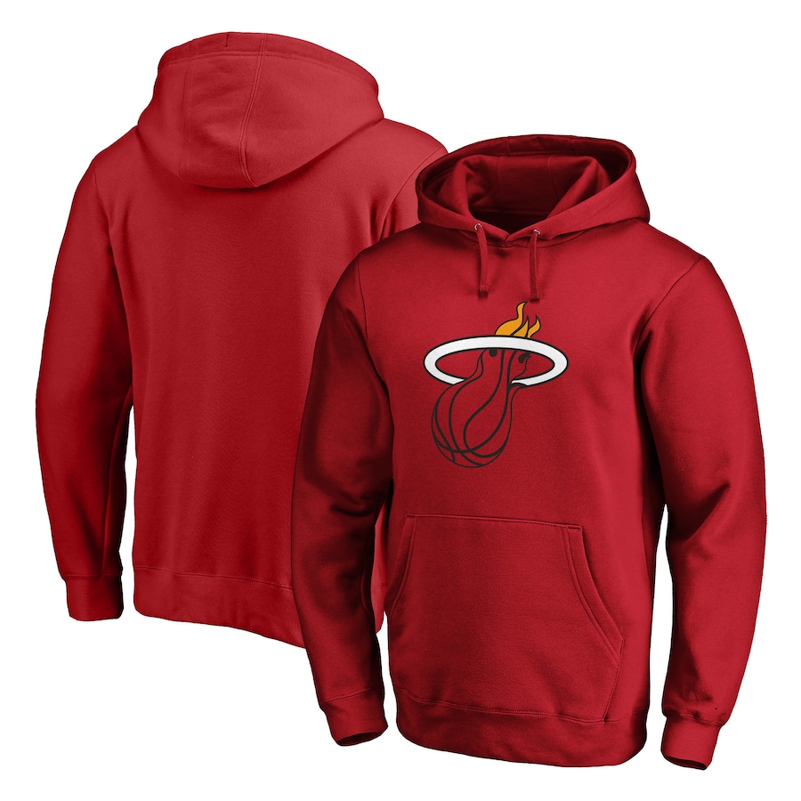 Men's Miami Heat Red Icon Primary Logo Fitted Pullover Hoodie