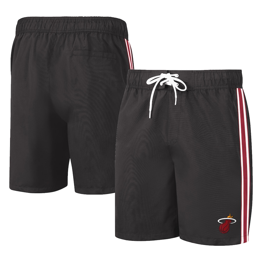 Men's Miami Heat G-III Sports by Carl Banks Black Sand Beach Volley Swim Shorts