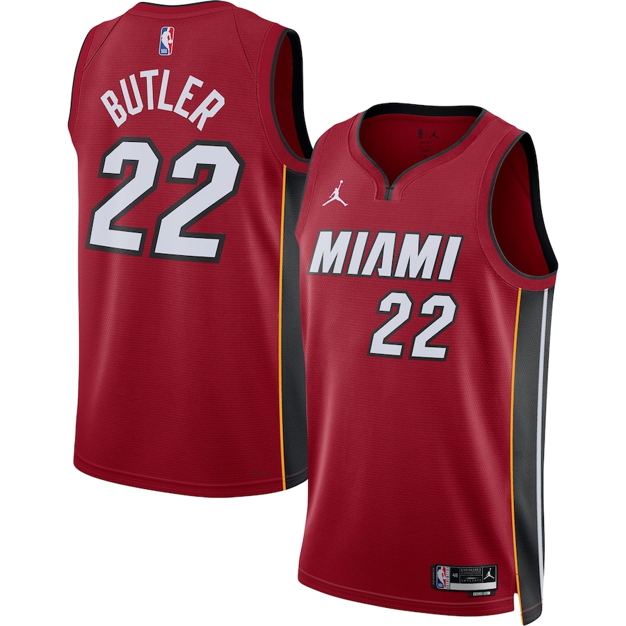 Men's Miami Heat Jimmy Butler Jordan Brand Red Statement Edition Swingman Jersey With 2023 NBA finals patch 