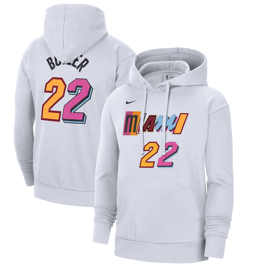 Men's Miami Heat Jimmy Butler NBA White 2022/23 City Edition Name & Number Pullover Hoodie