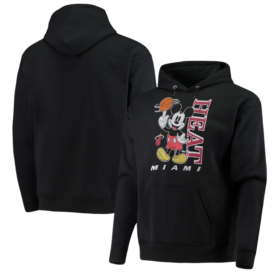 Men's Miami Heat Junk Food Black Mickey Baller Pullover Hoodie Men's Miami Heat Junk Food Black Mickey Baller Pullover Hoodie