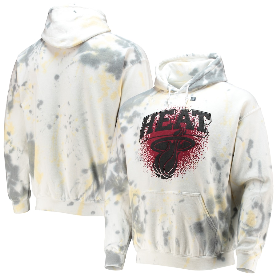 Men's Miami Heat Junk Food Cream Tie-Dye Pullover Hoodie