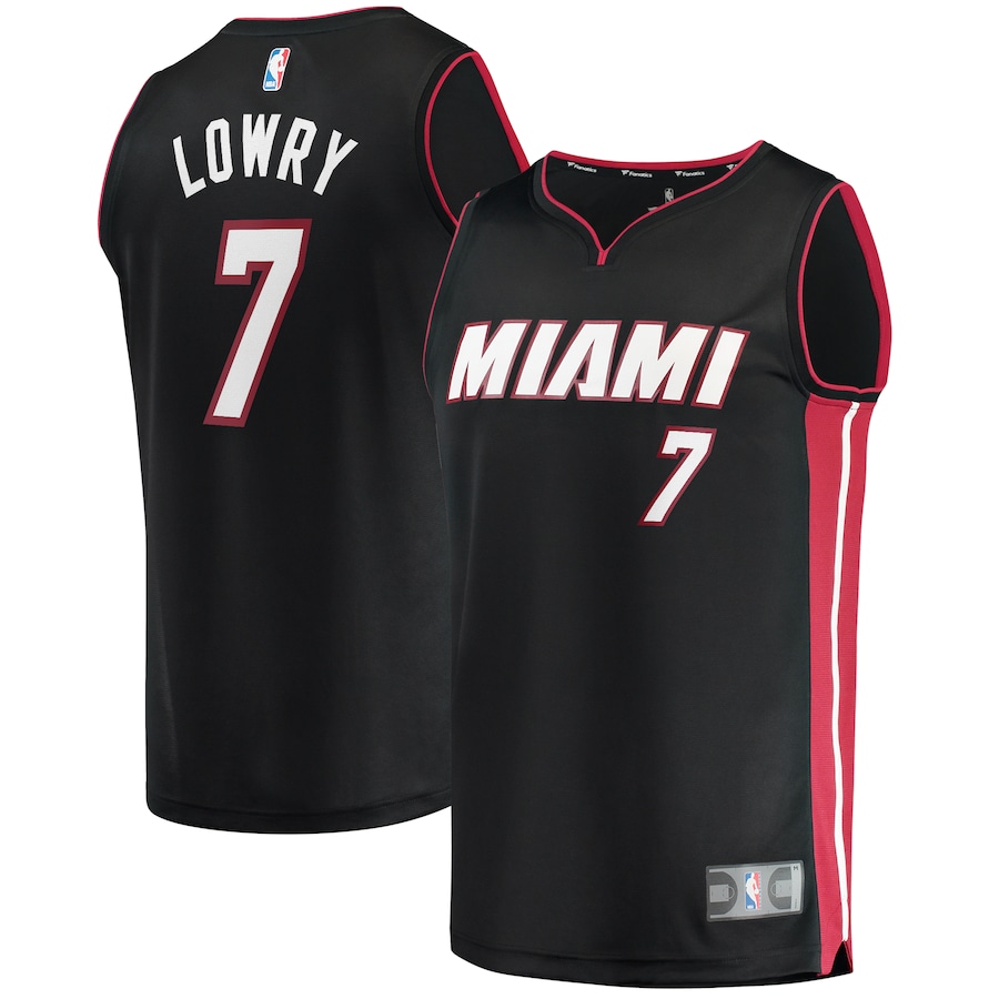 Men's Miami Heat Kyle Lowry Black Fast Break Replica Jersey - Icon Edition With 2023 NBA finals patch 