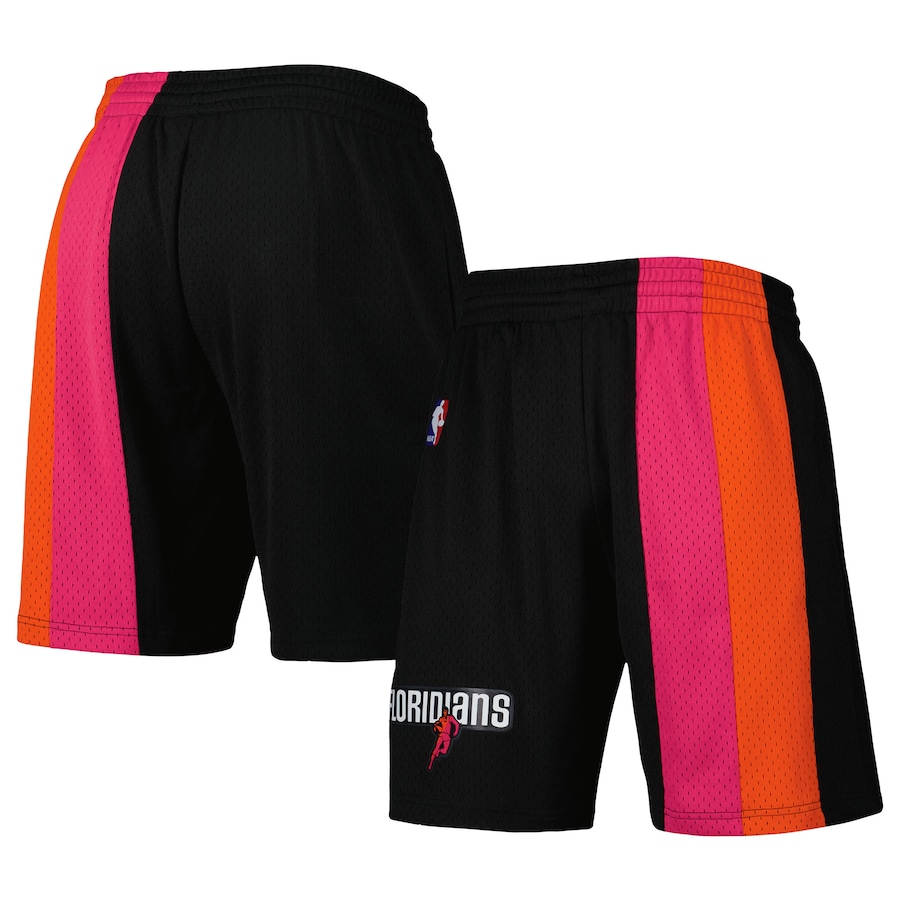 Men's Miami Heat Mitchell & Ness Black Hardwood Classics Primary Logo Swingman Shorts Men's Miami Heat Mitchell & Ness Black Hardwood Classics Primary Logo Swingman Shorts