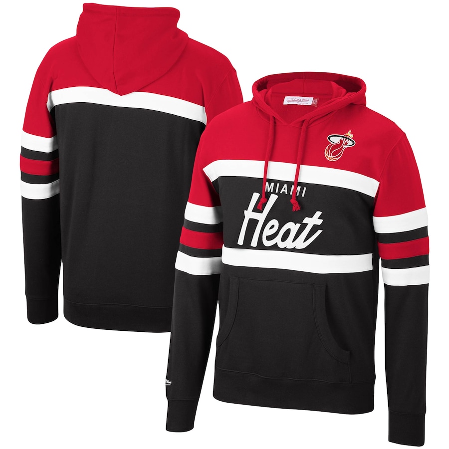 Men's Miami Heat Mitchell & Ness Red/Black Head Coach Pullover Hoodie Men's Miami Heat Mitchell & Ness Red/Black Head Coach Pullover Hoodie