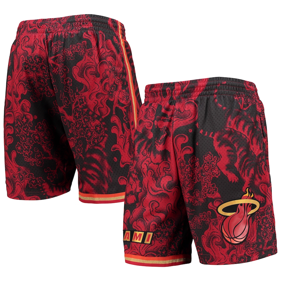 Men's Miami Heat Mitchell & Ness Red Hardwood Classics Lunar New Year Swingman Shorts Men's Miami Heat Mitchell & Ness Red Hardwood Classics Lunar New Year Swingman Shorts