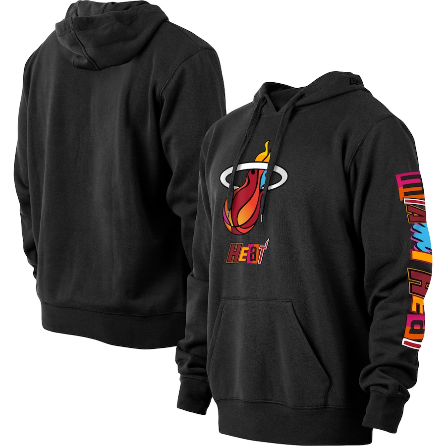 Men's Miami Heat New Era Black 2022/23 City Edition Pullover Hoodie Men's Miami Heat New Era Black 2022/23 City Edition Pullover Hoodie