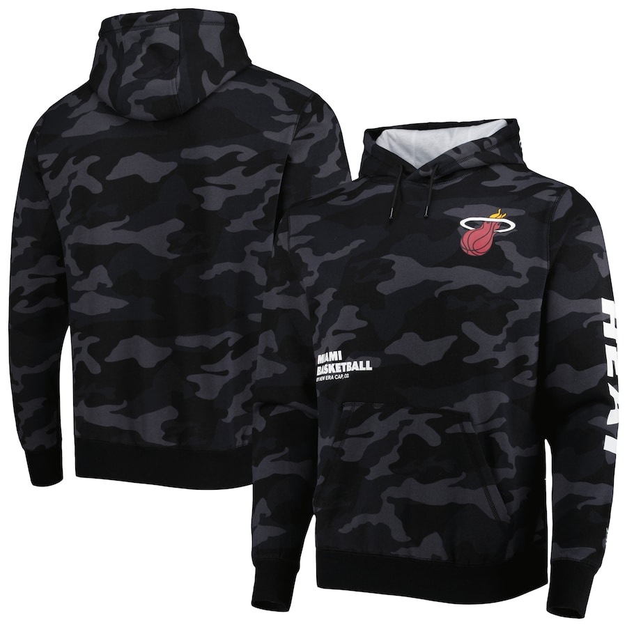 Men's Miami Heat New Era Black/Camo Tonal Pullover Hoodie Men's Miami Heat New Era Black/Camo Tonal Pullover Hoodie