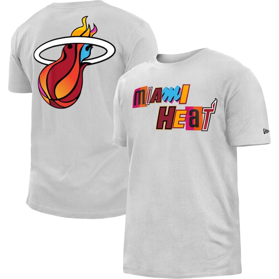 Men's Miami Heat New Era White 2022/23 City Edition Brushed Jersey T-Shirt Men's Miami Heat New Era White 2022/23 City Edition Brushed Jersey T-Shirt