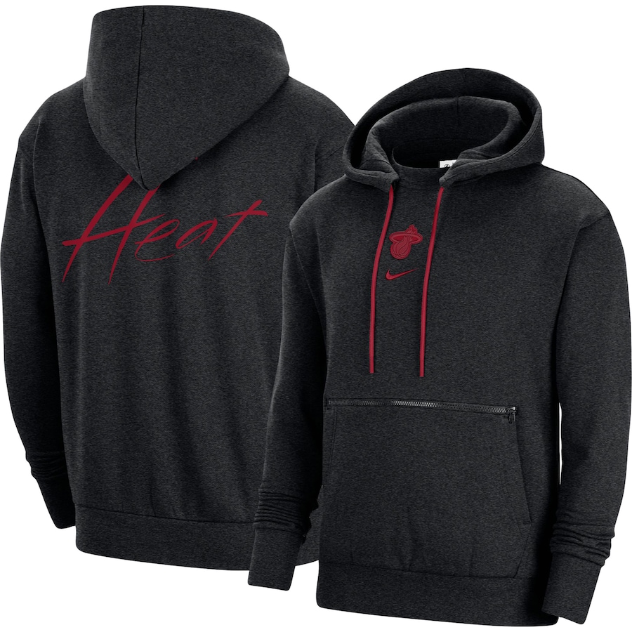 Men's Miami Heat NBA Heather Black Courtside Versus Flight Pullover Hoodie Men's Miami Heat NBA Heather Black Courtside Versus Flight Pullover Hoodie