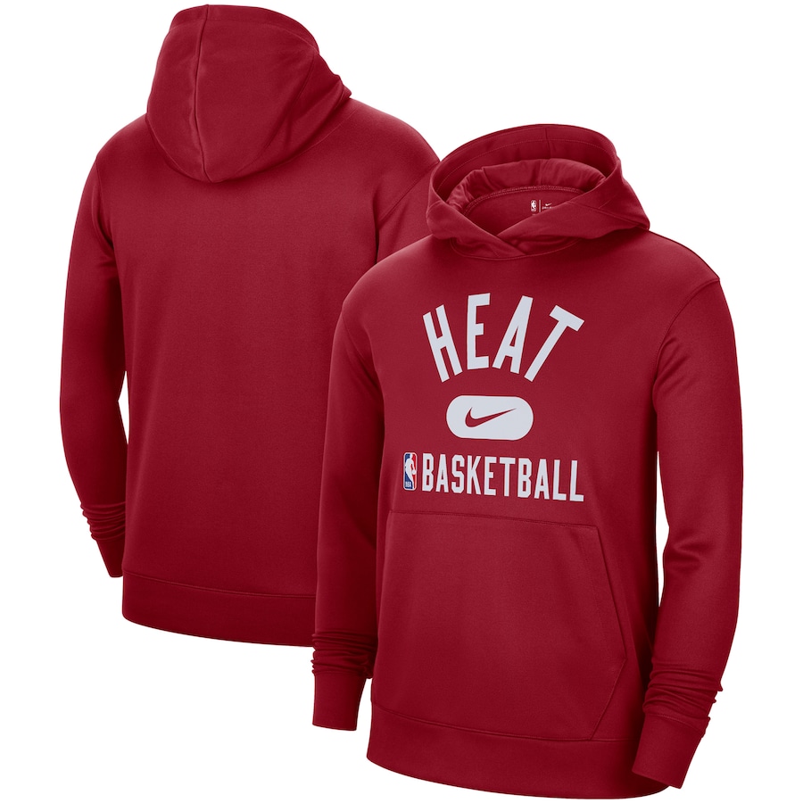 Men's Miami Heat NBA Red 2021-2022 Spotlight On Court Performance Practice Pullover Hoodie