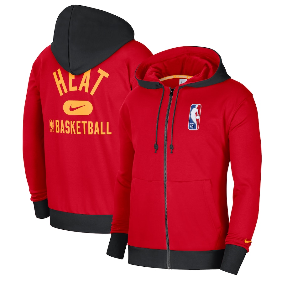 Men's Miami Heat NBA Red/Black 2021/22 City Edition Courtside Heavyweight Fleece Full-Zip Hoodie
