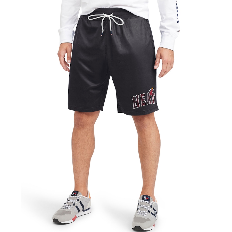 Men's Miami Heat Tommy Jeans Black Mike Mesh Basketball Shorts Men's Miami Heat Tommy Jeans Black Mike Mesh Basketball Shorts