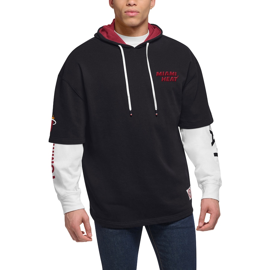 Men's Miami Heat Tommy Jeans Black/White Matthew 2-In-1 T-Shirt & Hoodie Combo Set
