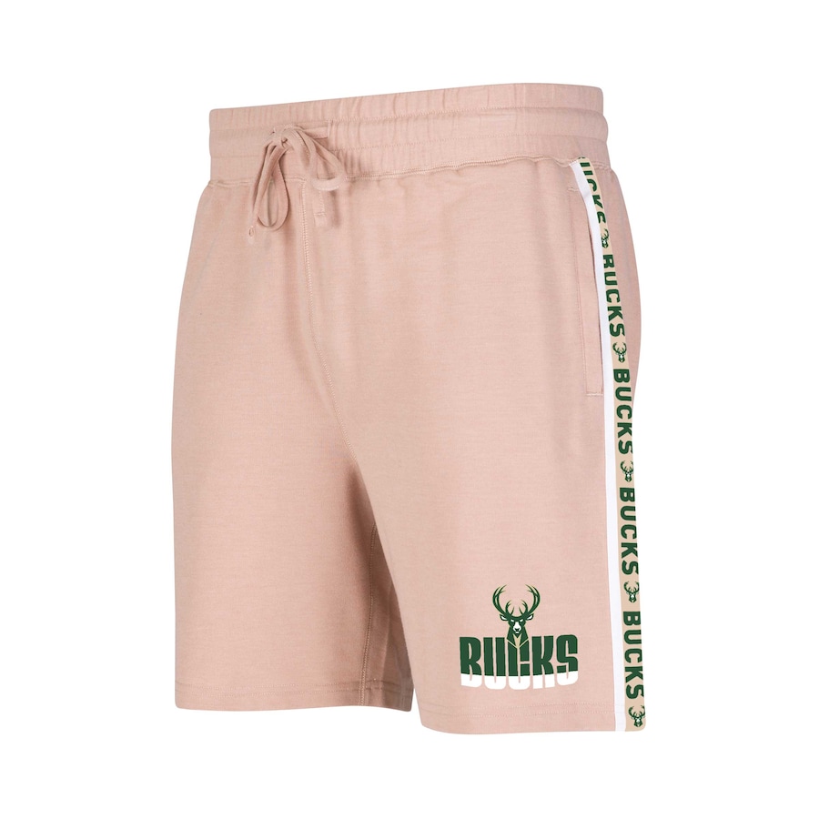 Men's Milwaukee Bucks Concepts Sport Tan Team Stripe Shorts Men's Milwaukee Bucks Concepts Sport Tan Team Stripe Shorts