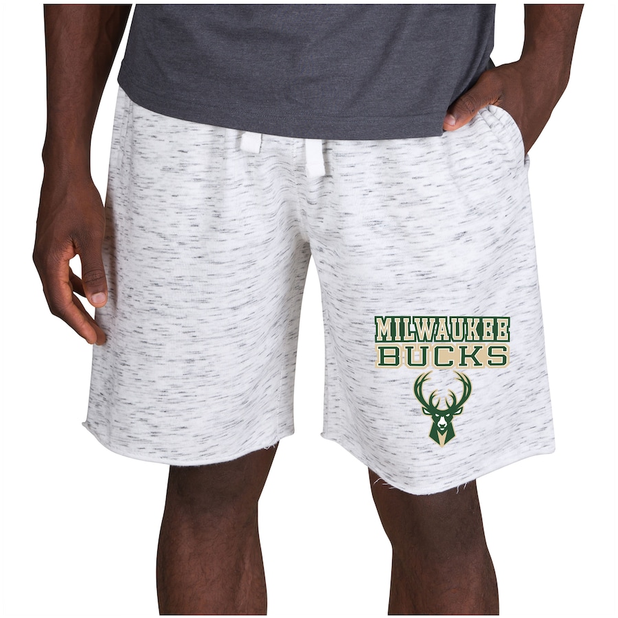 Men's Milwaukee Bucks Concepts Sport White/Charcoal Alley Fleece Shorts Men's Milwaukee Bucks Concepts Sport White/Charcoal Alley Fleece Shorts