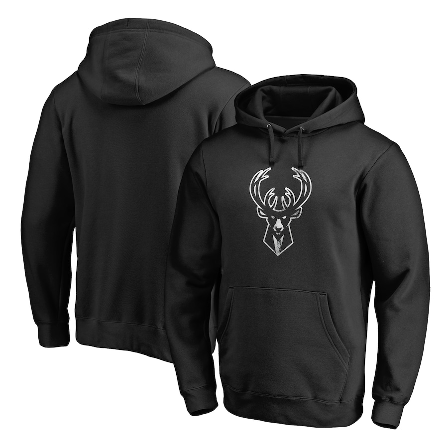 Men's Milwaukee Bucks Black Marble Logo Pullover Hoodie Men's Milwaukee Bucks Black Marble Logo Pullover Hoodie