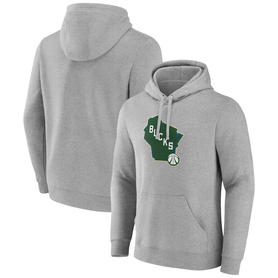 Men's Milwaukee Bucks Gray Alternate Logo Pullover Hoodie Men's Milwaukee Bucks Gray Alternate Logo Pullover Hoodie