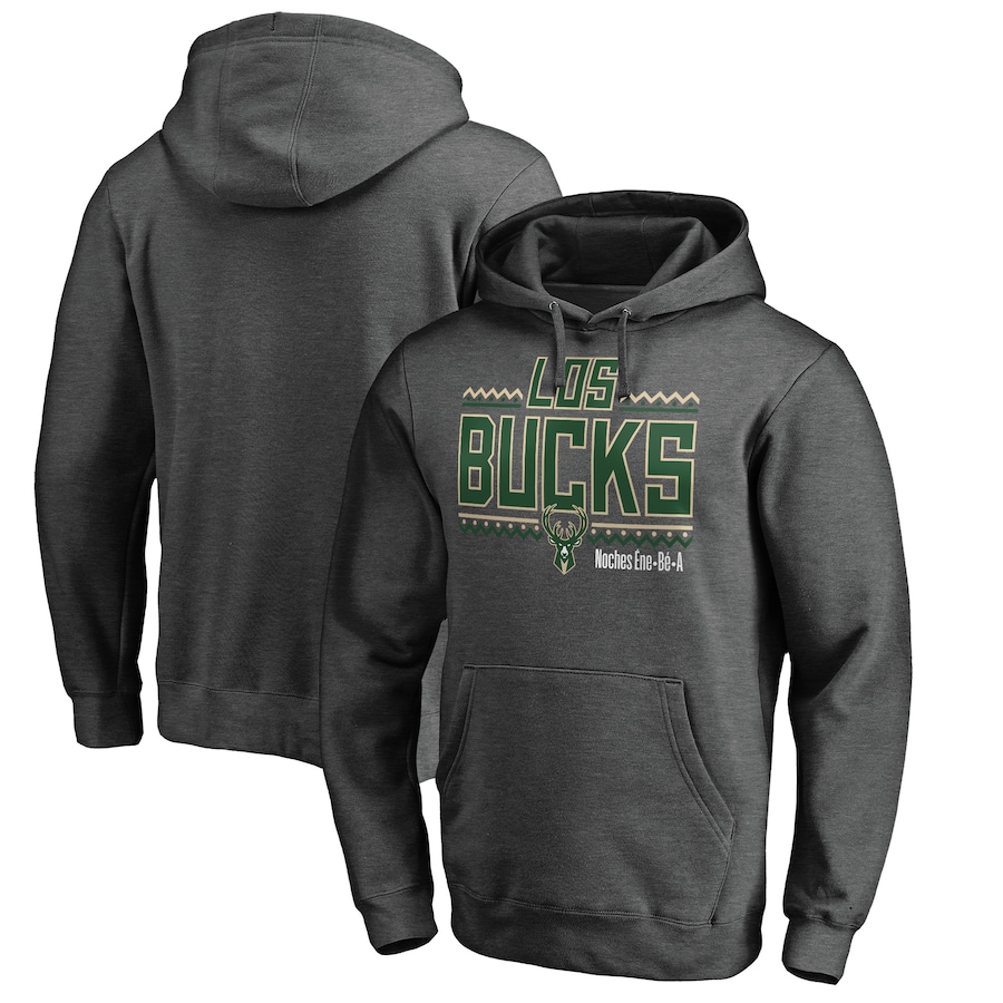 Men's Milwaukee Bucks Heather Gray Noches Ene-Be-A Pullover Hoodie
