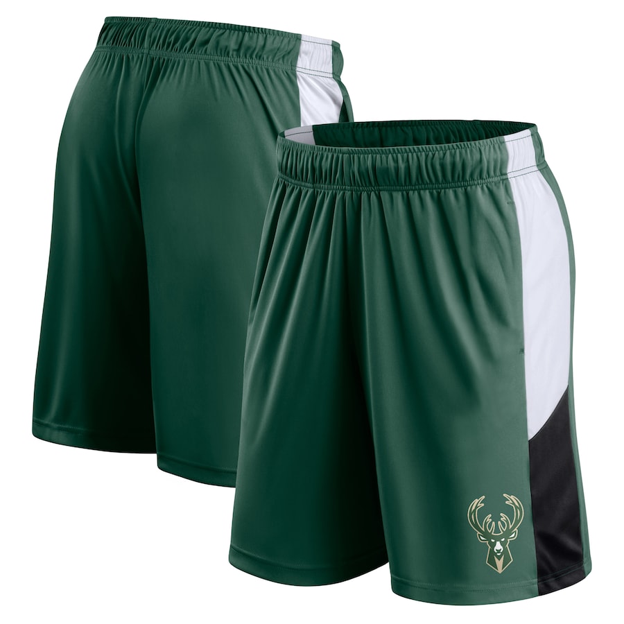 Men's Milwaukee Bucks Hunter Green Champion Rush Colorblock Performance Shorts Men's Milwaukee Bucks Hunter Green Champion Rush Colorblock Performance Shorts
