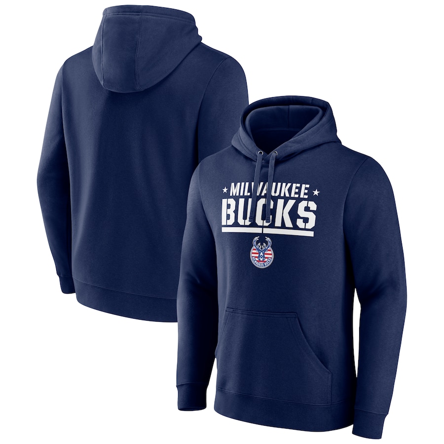 Men's Milwaukee Bucks Navy Hoops For Troops Trained Pullover Hoodie Men's Milwaukee Bucks Navy Hoops For Troops Trained Pullover Hoodie