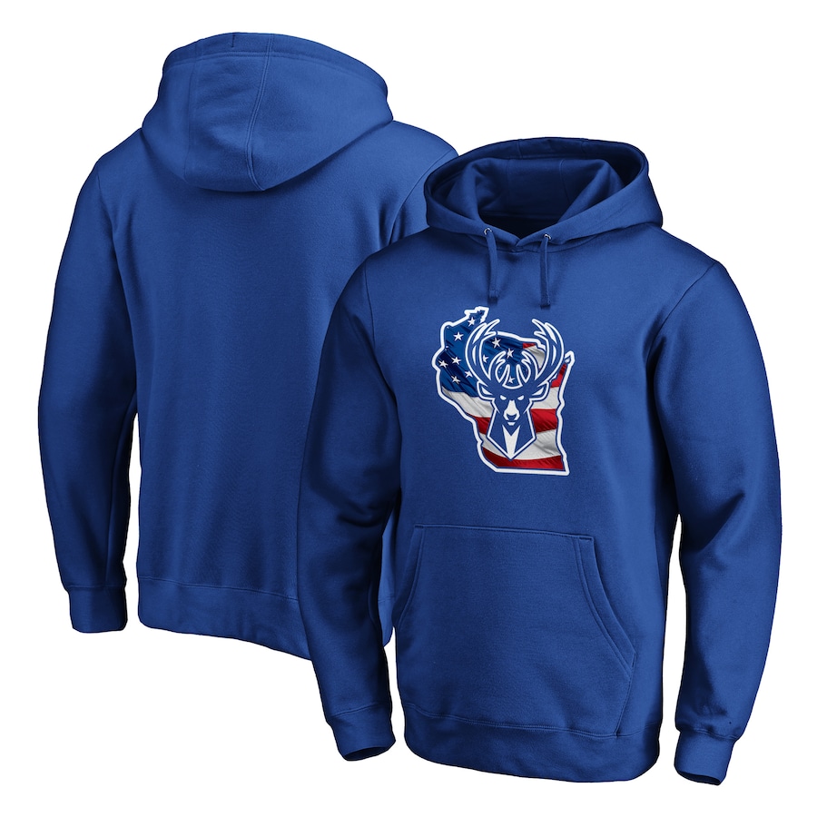 Men's Milwaukee Bucks Royal Banner State Pullover Hoodie Men's Milwaukee Bucks Royal Banner State Pullover Hoodie