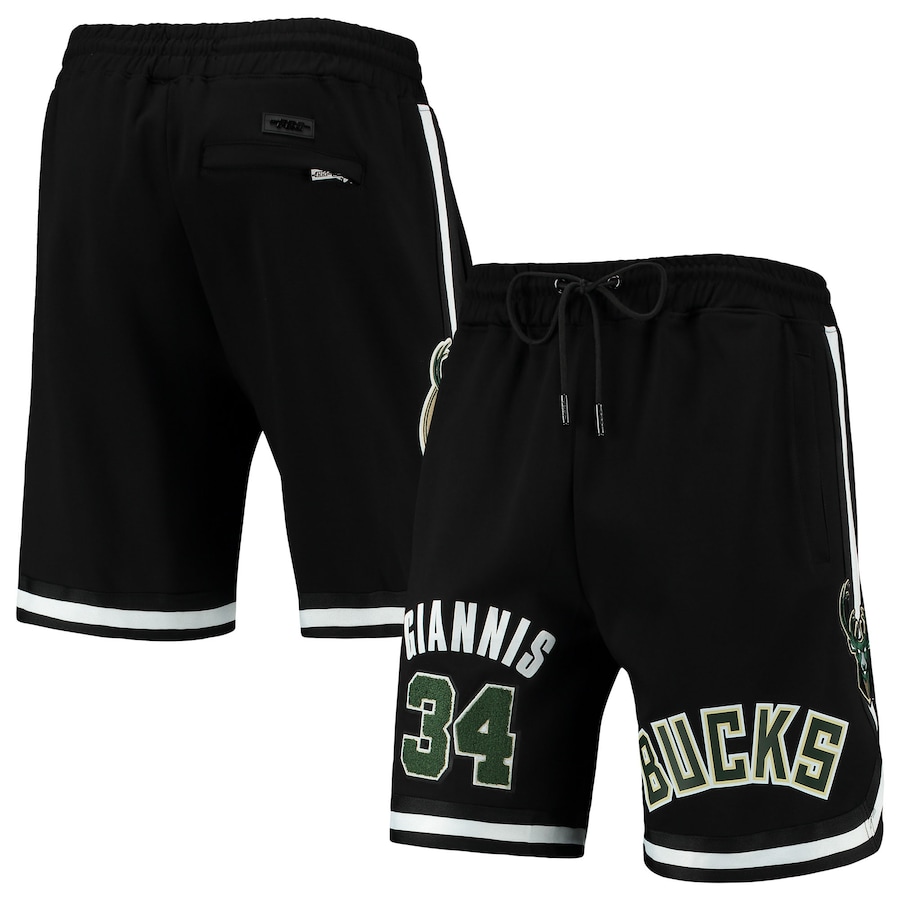 Men's Milwaukee Bucks Giannis Antetokounmpo Pro Standard Black Player Replica Shorts Men's Milwaukee Bucks Giannis Antetokounmpo Pro Standard Black Player Replica Shorts
