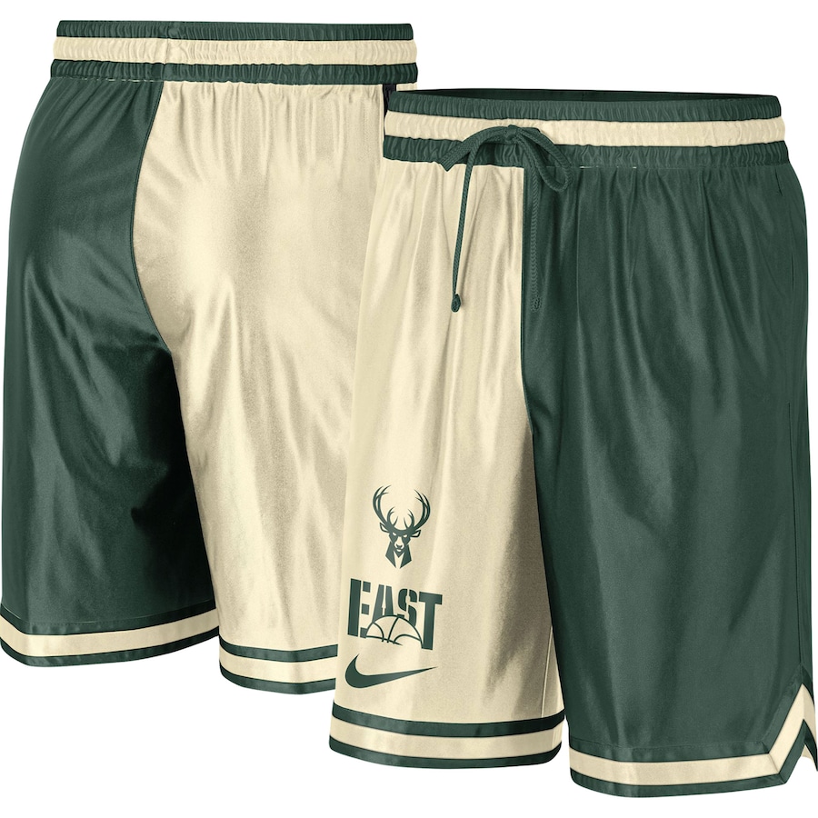Men's Milwaukee Bucks Hunter Green/Cream Courtside Versus Force Split DNA Performance Shorts Men's Milwaukee Bucks Hunter Green/Cream Courtside Versus Force Split DNA Performance Shorts