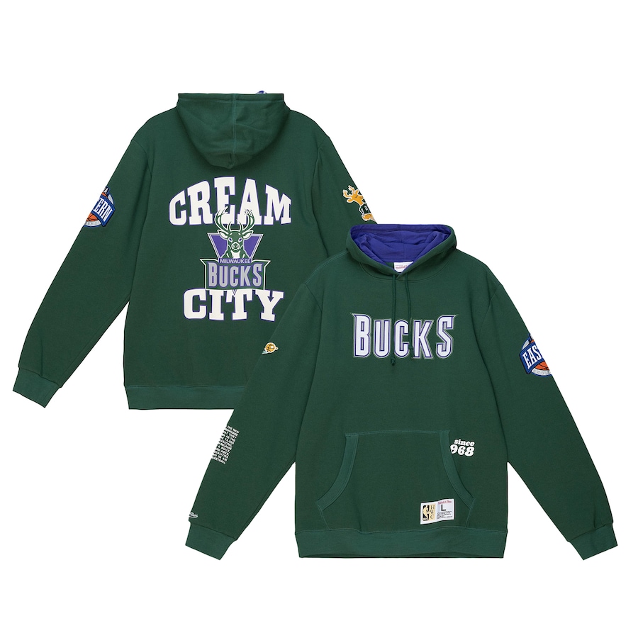 Men's Milwaukee Bucks Mitchell & Ness Green Team Origins Fleece Pullover Hoodie Men's Milwaukee Bucks Mitchell & Ness Green Team Origins Fleece Pullover Hoodie