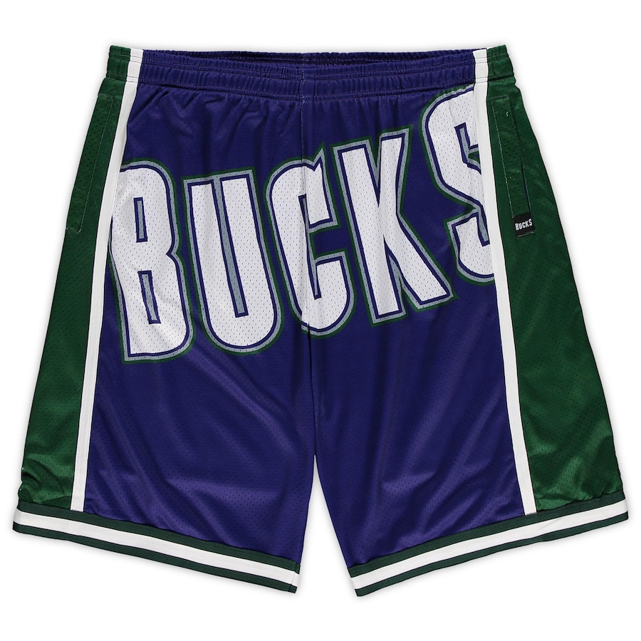 Men's Milwaukee Bucks Mitchell & Ness Purple Big & Tall Hardwood Classics Big Face 2.0 Shorts Men's Milwaukee Bucks Mitchell & Ness Purple Big & Tall Hardwood Classics Big Face 2.0 Shorts