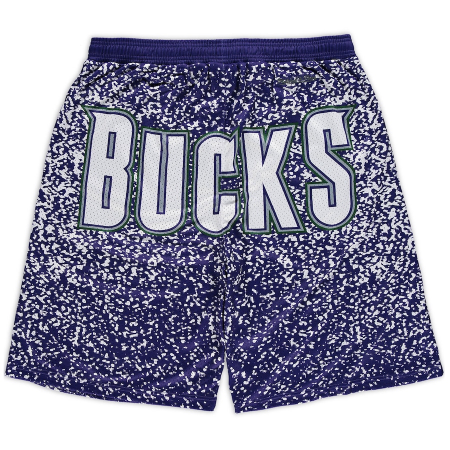 Men's Milwaukee Bucks Mitchell & Ness Purple Big & Tall Hardwood Classics Jumbotron Shorts Men's Milwaukee Bucks Mitchell & Ness Purple Big & Tall Hardwood Classics Jumbotron Shorts