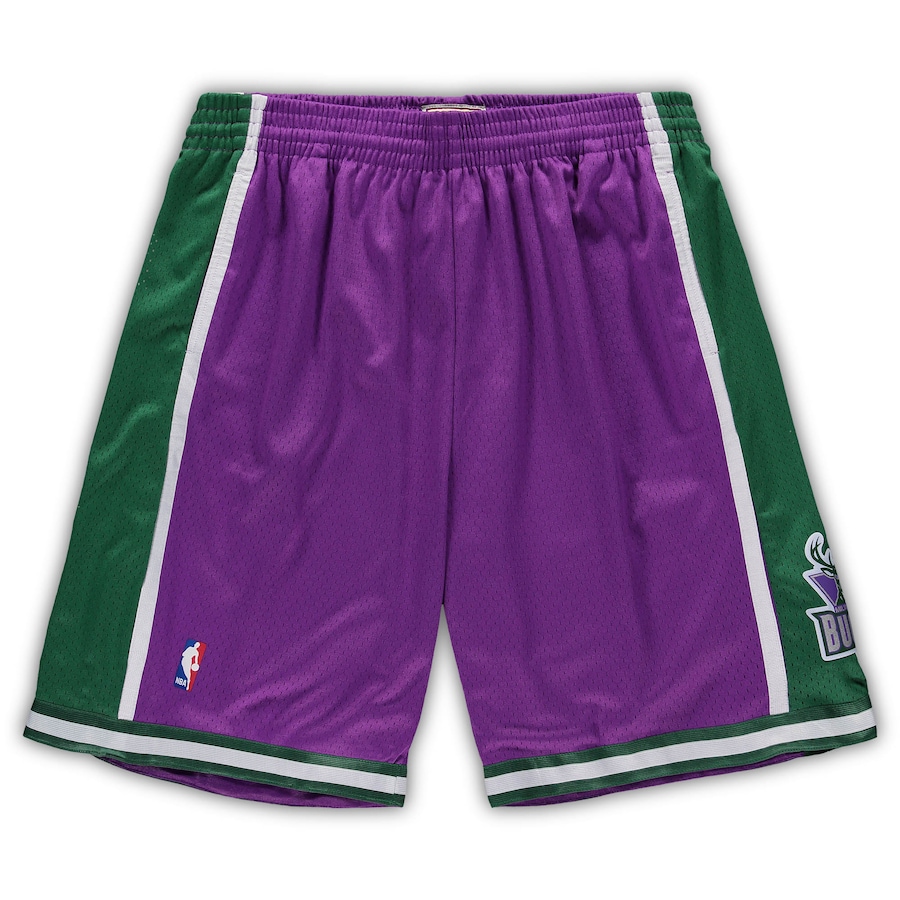 Men's Milwaukee Bucks Mitchell & Ness Purple Big & Tall Hardwood Classics Team Swingman Shorts Men's Milwaukee Bucks Mitchell & Ness Purple Big & Tall Hardwood Classics Team Swingman Shorts