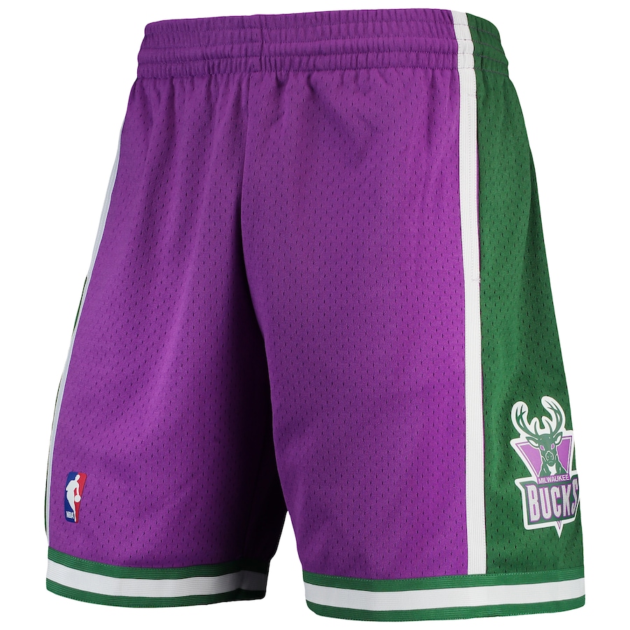 Men's Milwaukee Bucks Mitchell & Ness Purple Hardwood Classics Team Swingman Shorts Men's Milwaukee Bucks Mitchell & Ness Purple Hardwood Classics Team Swingman Shorts