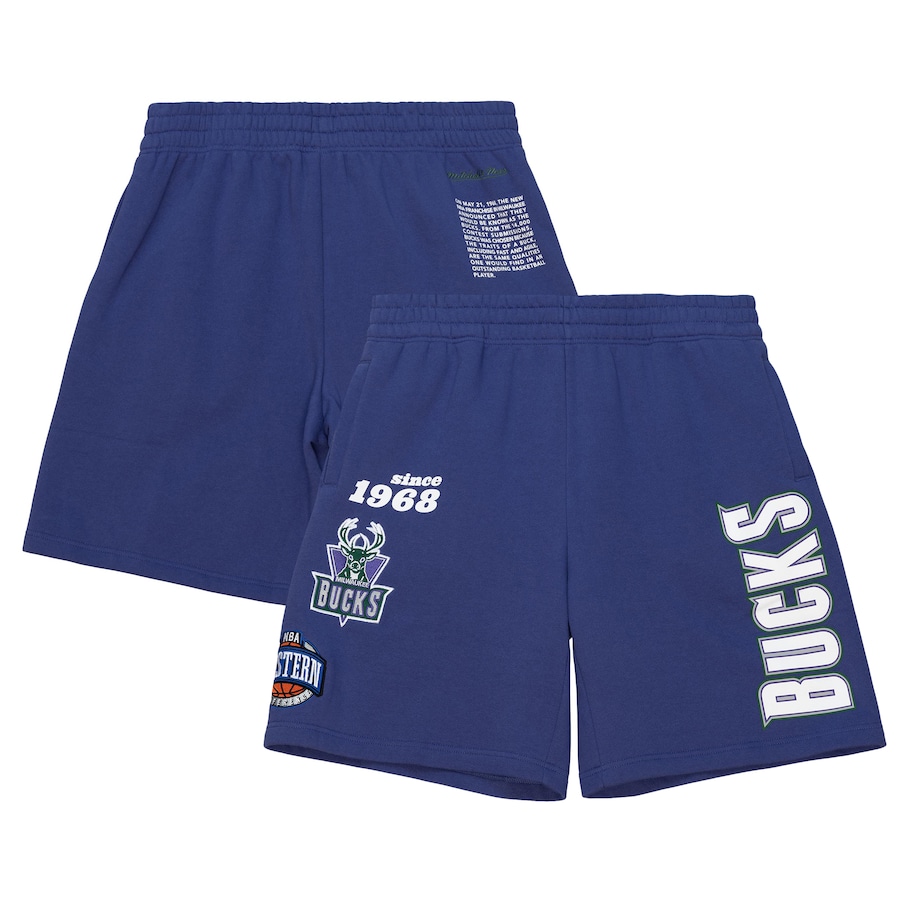 Men's Milwaukee Bucks Mitchell & Ness Purple Team Origins Fleece Shorts